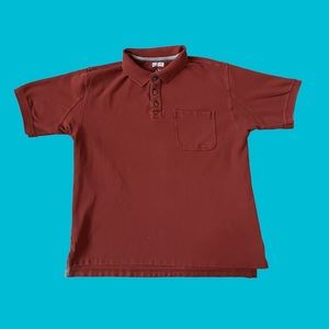 Duluth Trading Polo Pocket Shirt Maroon Red 100% Cotton Men Size Large